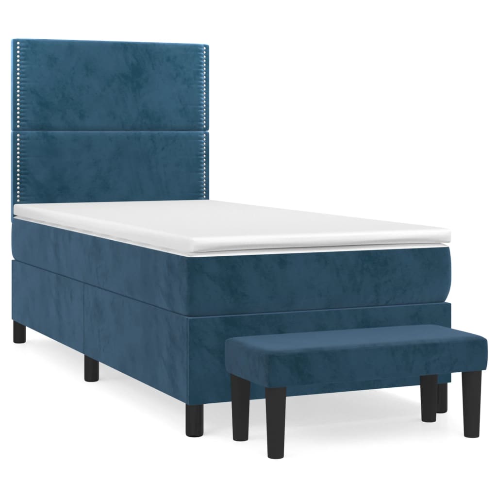 vidaXL Cama box spring con colchón terciopelo azul oscuro 80x200 cm