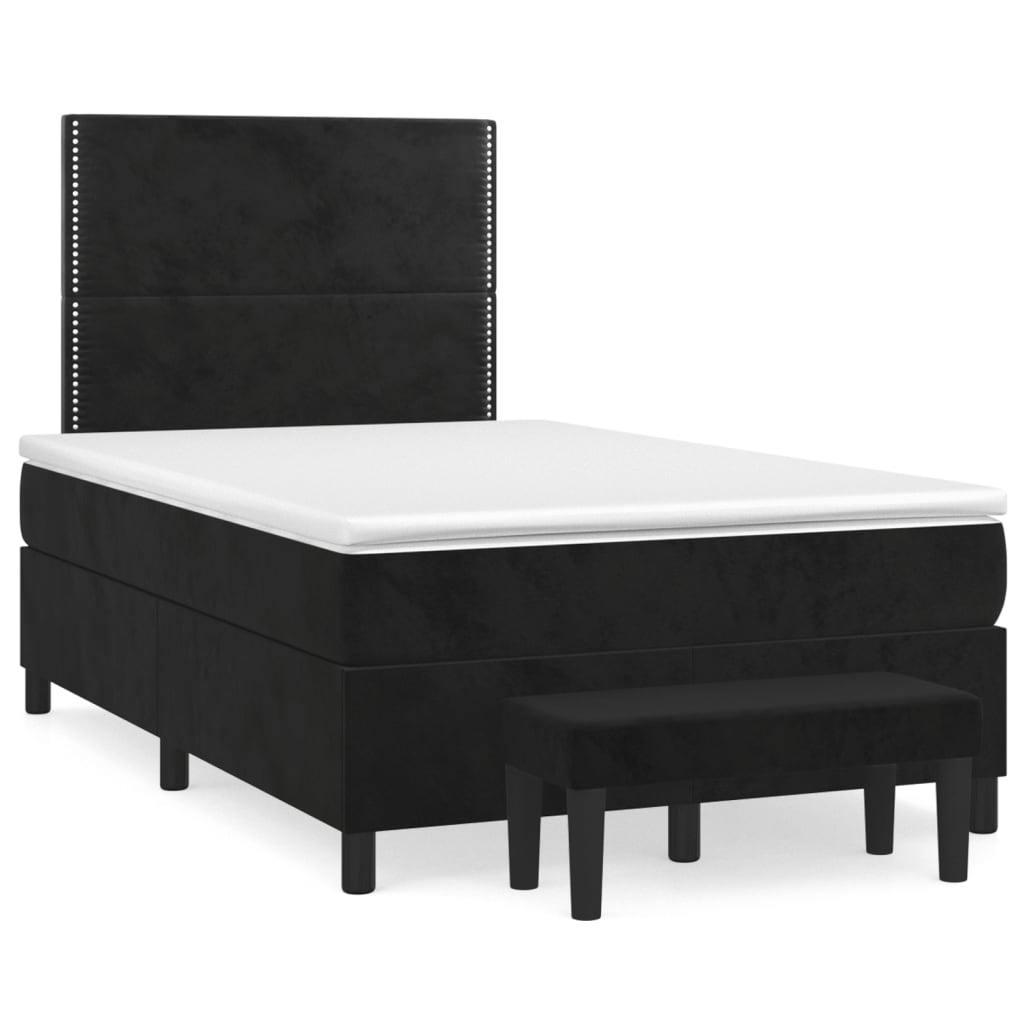 vidaXL Cama box spring con colchón terciopelo negro 120x200 cm