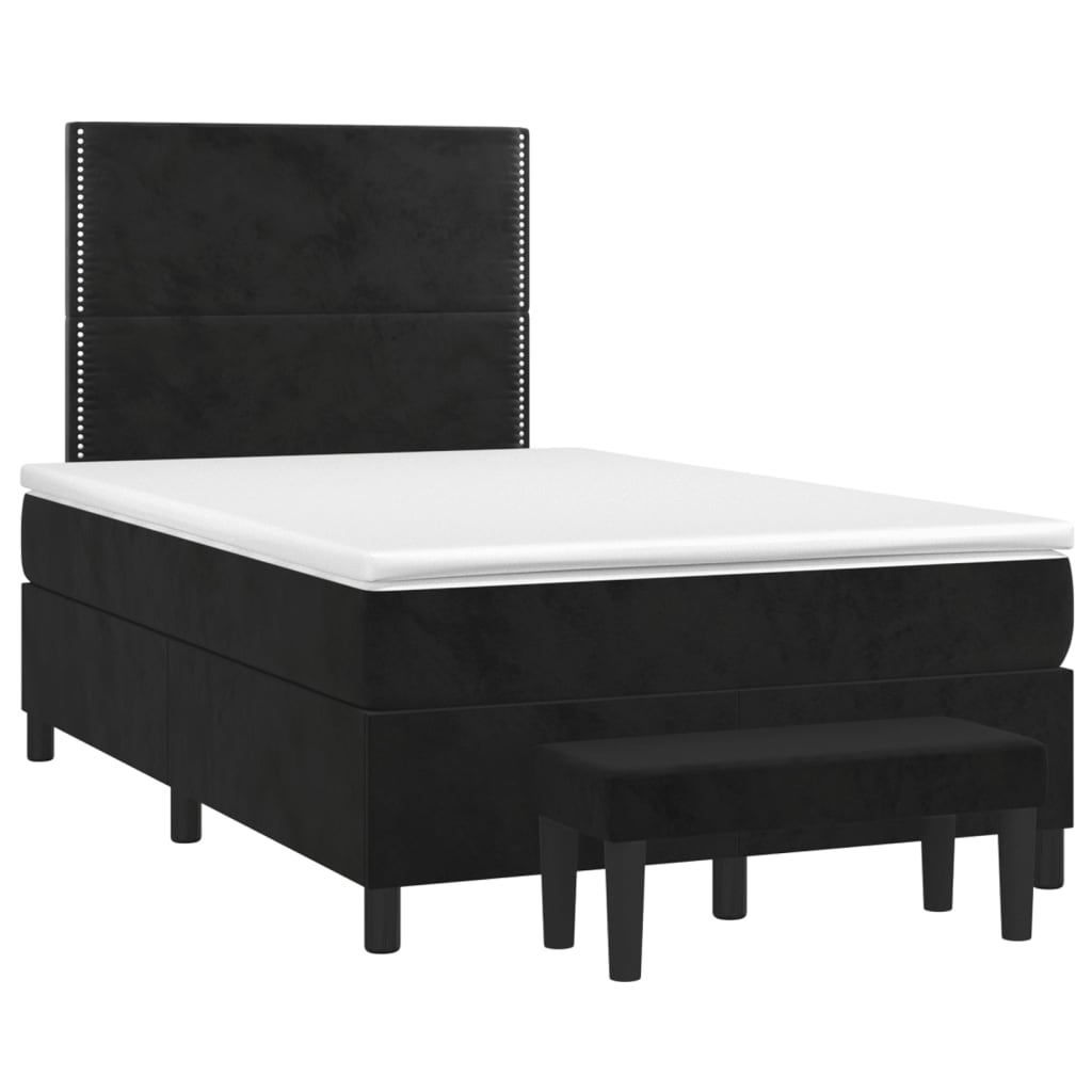 vidaXL Cama box spring con colchón terciopelo negro 120x200 cm