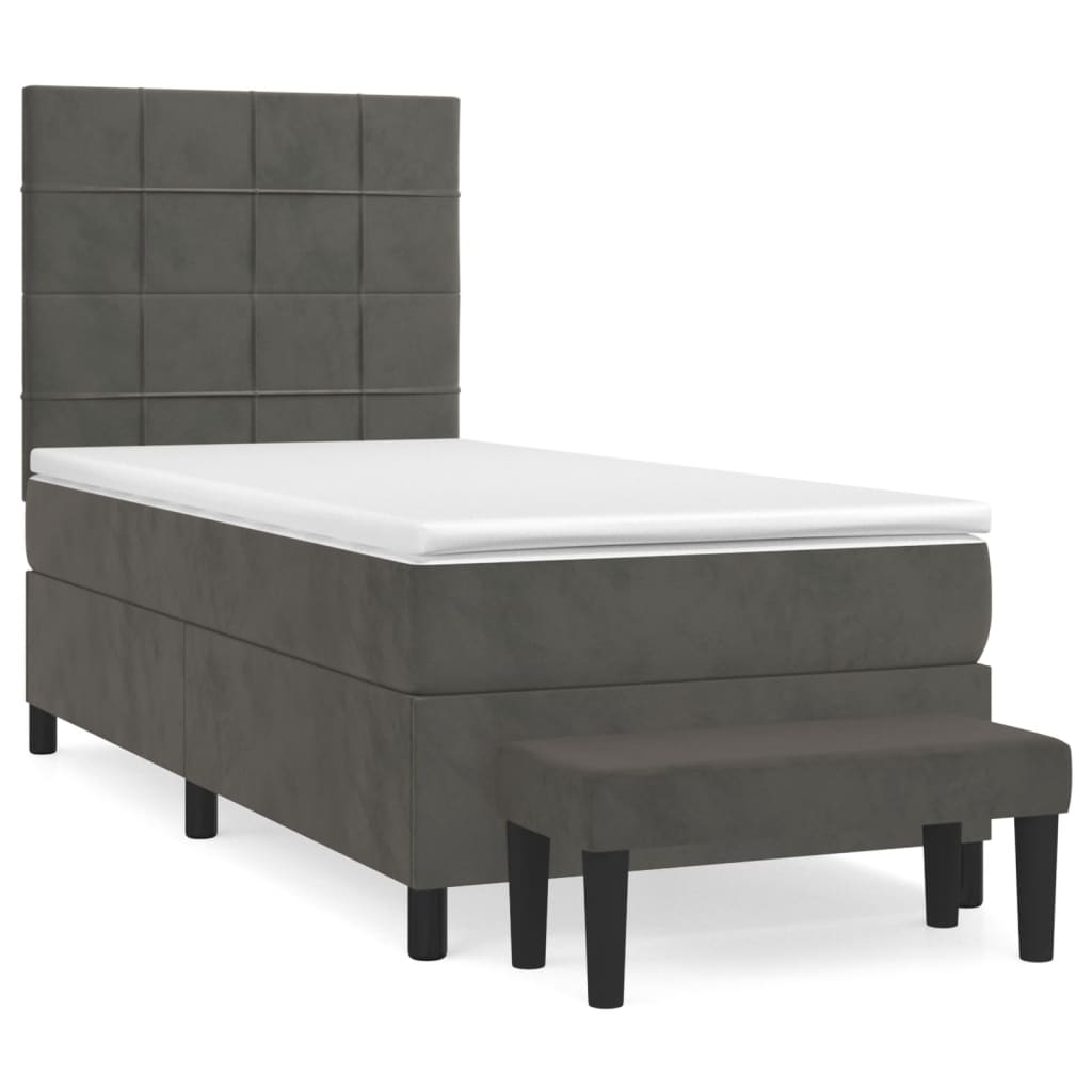 vidaXL Cama box spring con colchón terciopelo gris oscuro 80x200 cm