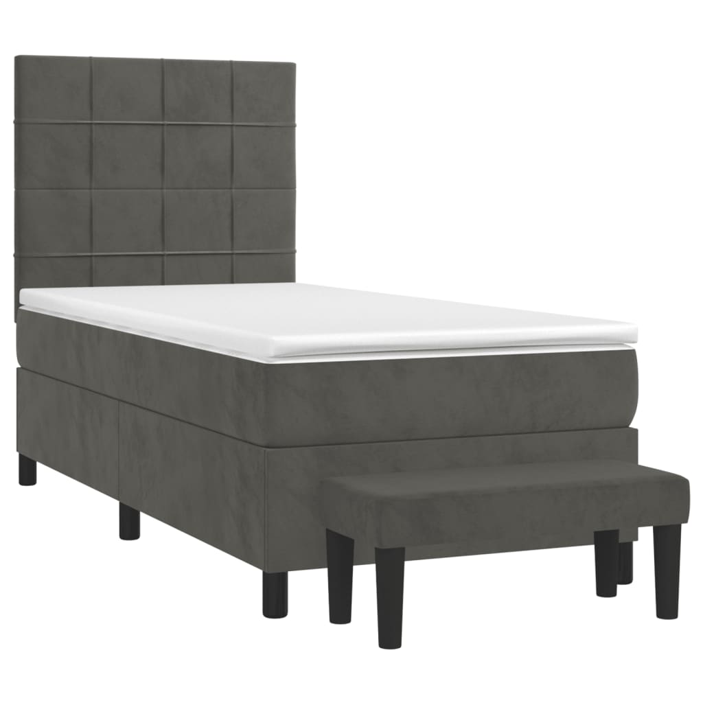 vidaXL Cama box spring con colchón terciopelo gris oscuro 80x200 cm