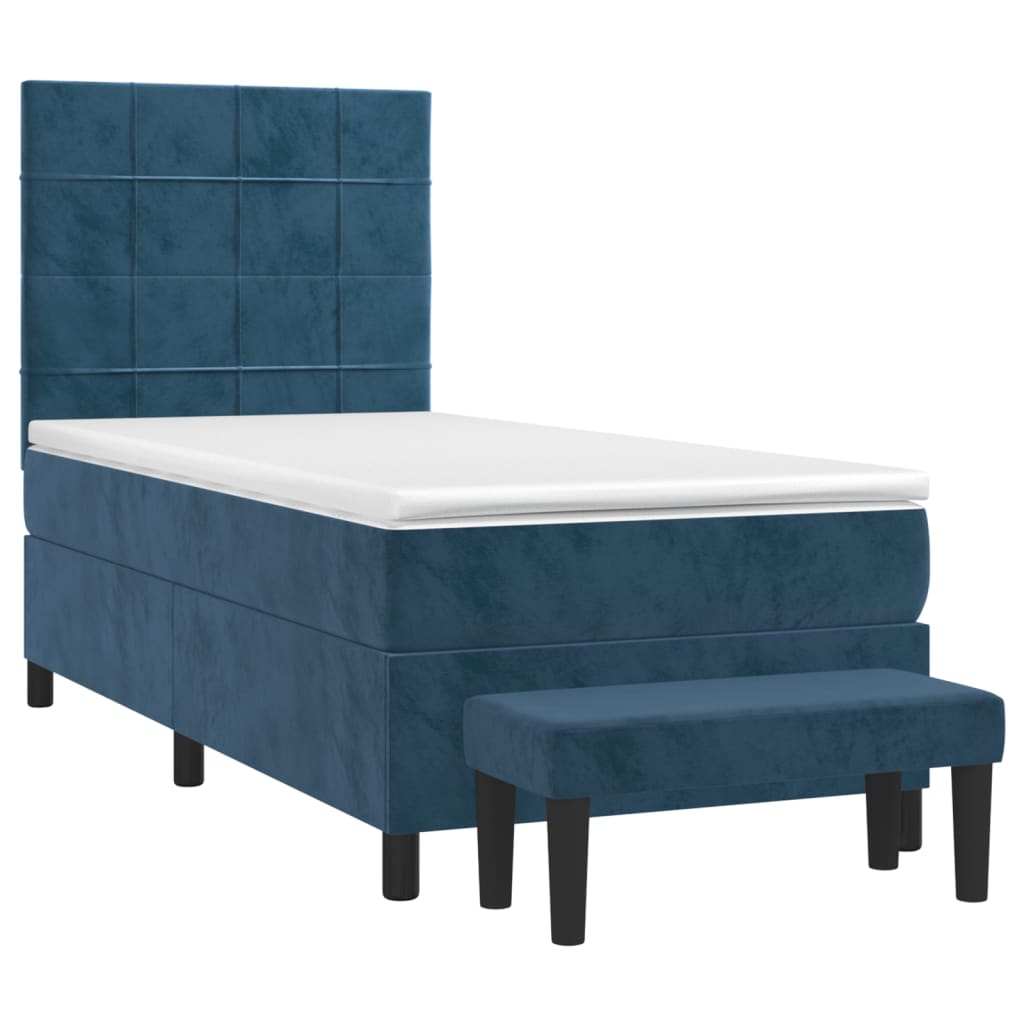 vidaXL Cama box spring con colchón terciopelo azul oscuro 80x200 cm