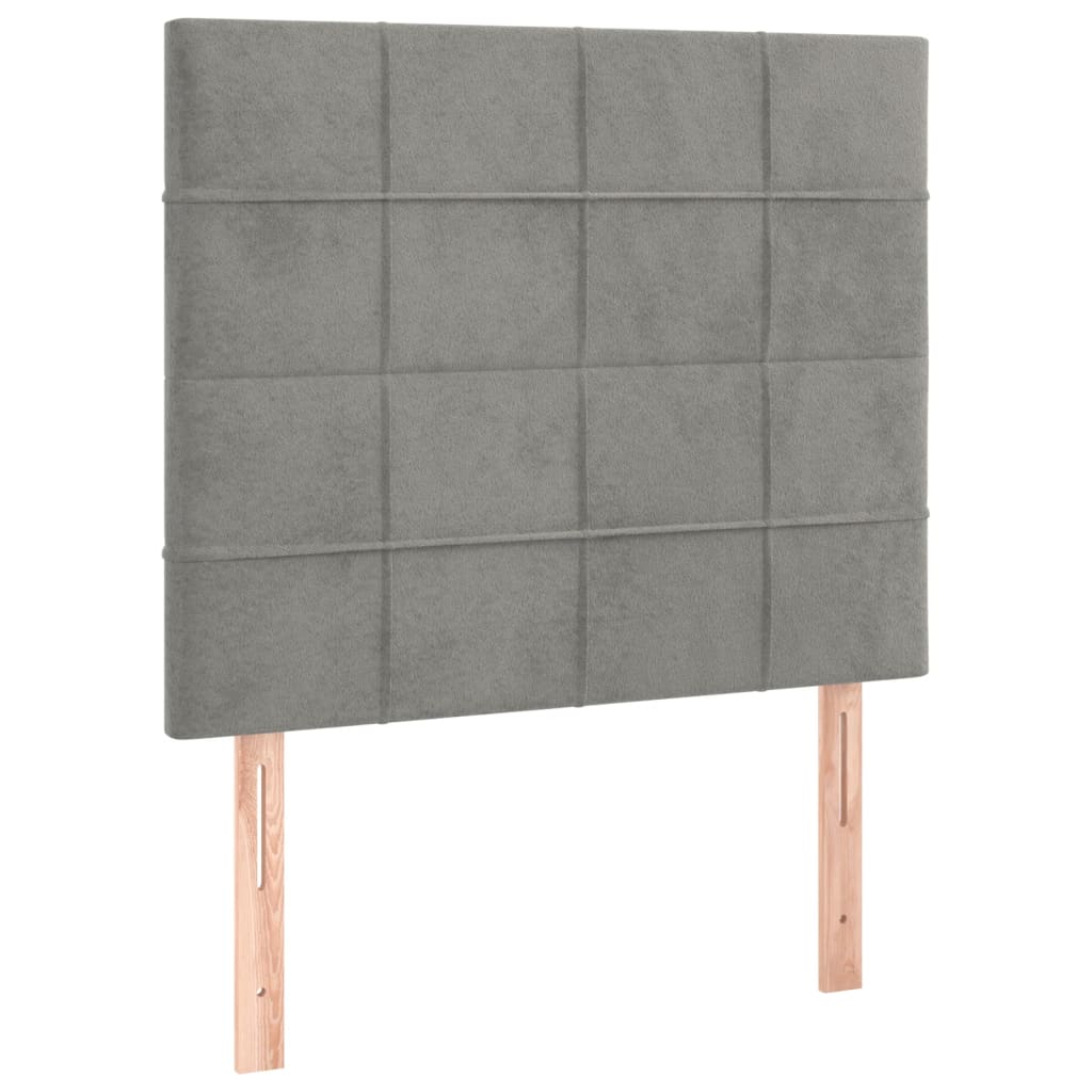 vidaXL Cama box spring con colchón terciopelo gris claro 90x190 cm