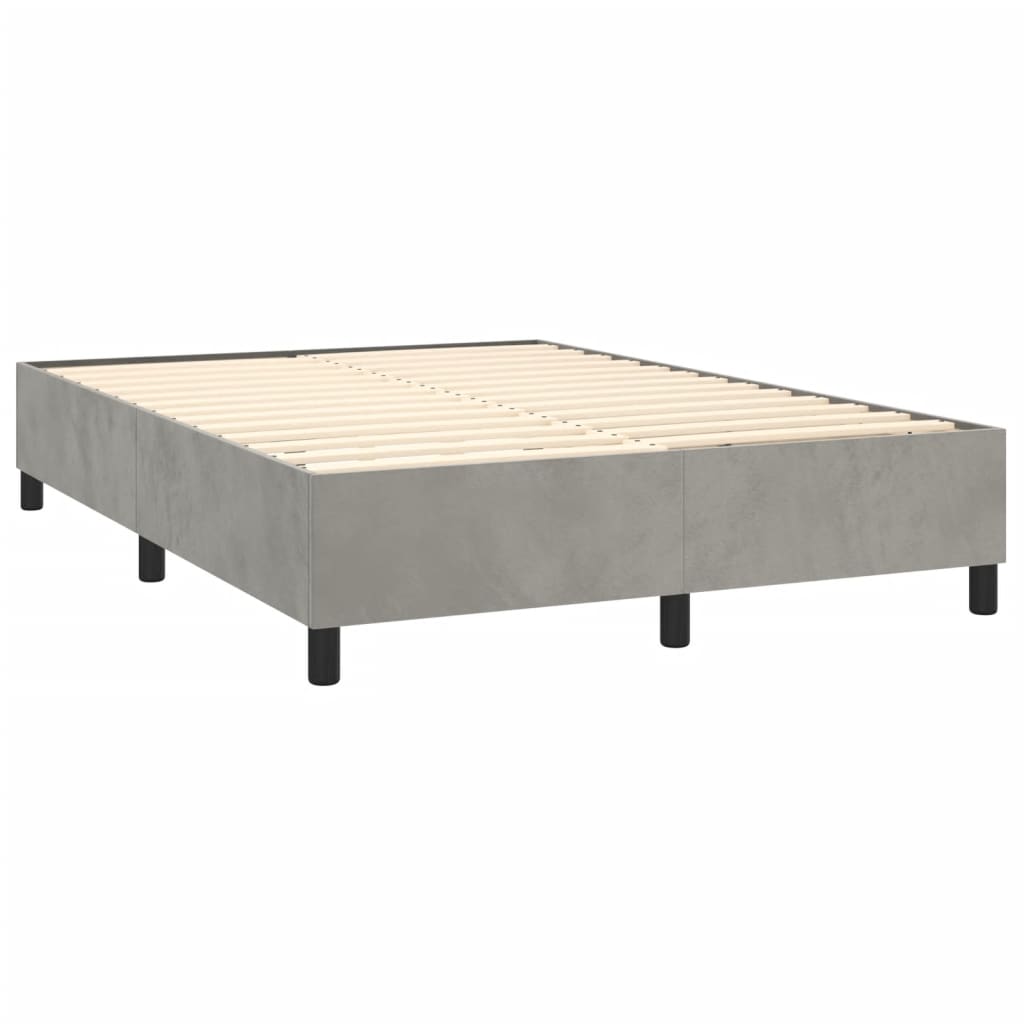 vidaXL Cama box spring con colchón terciopelo gris claro 140x200 cm