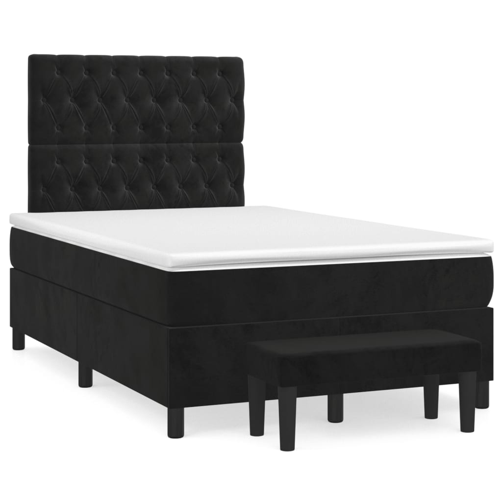 vidaXL Cama box spring con colchón terciopelo negro 120x200 cm