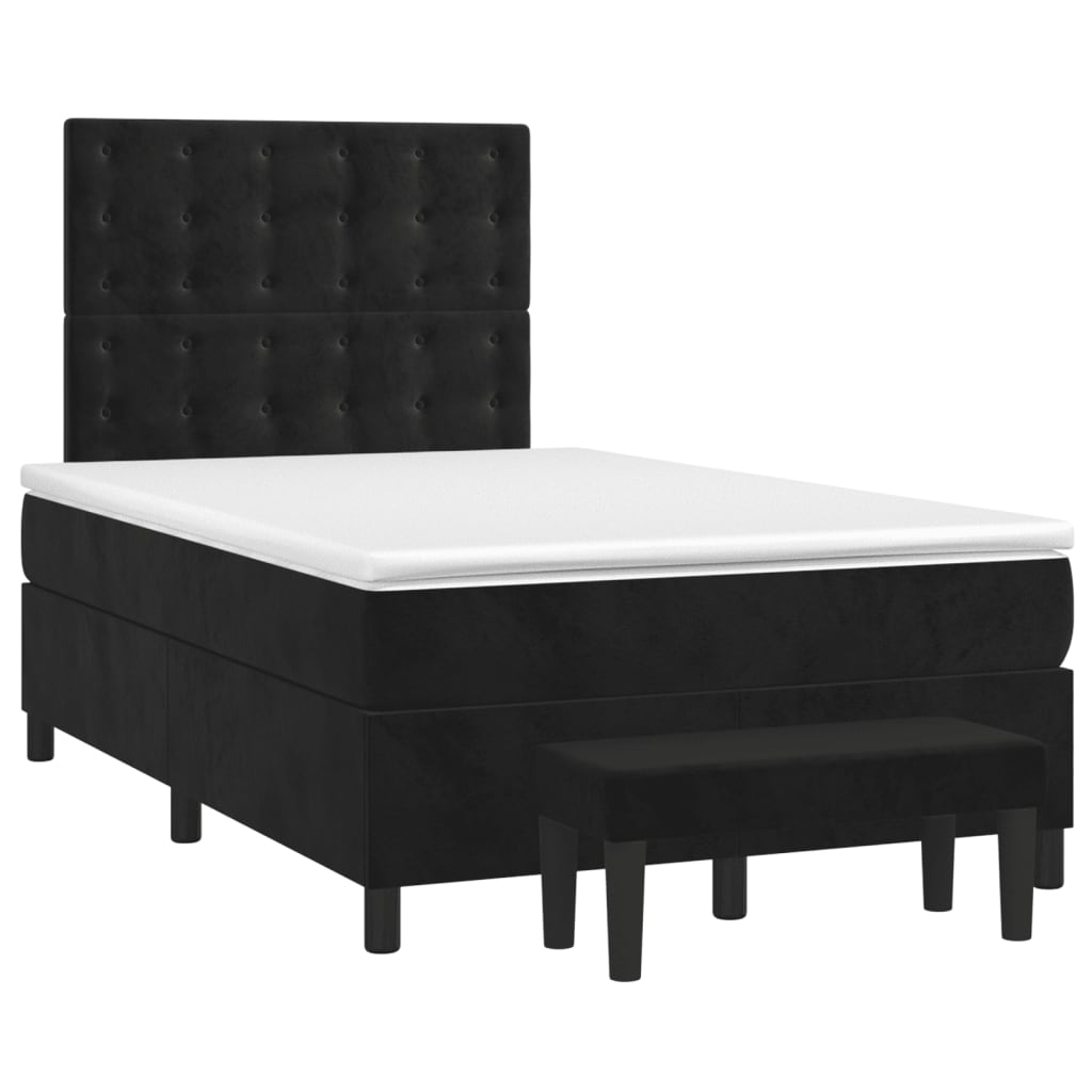 vidaXL Cama box spring con colchón terciopelo negro 120x200 cm