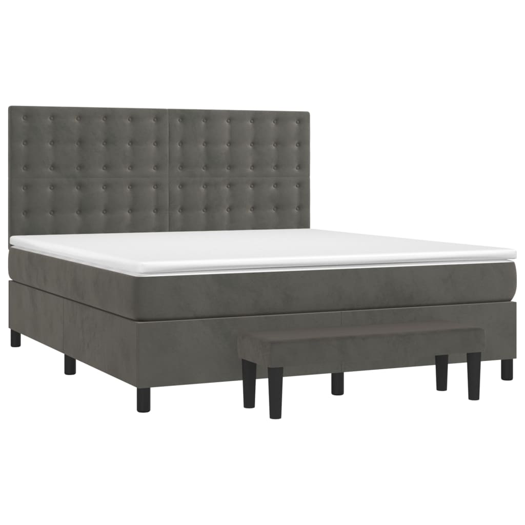 vidaXL Cama box spring con colchón terciopelo gris oscuro 160x200 cm