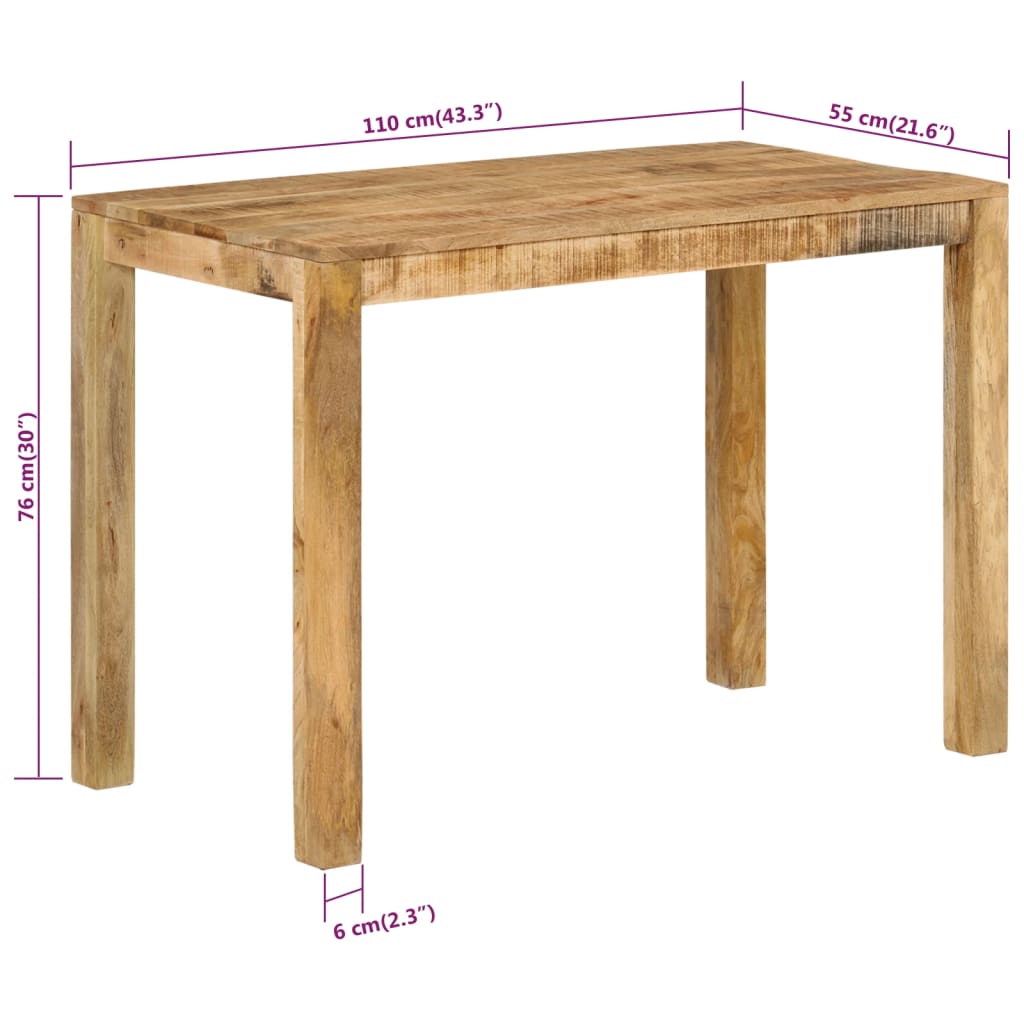 vidaXL Mesa de comedor madera maciza de mango 110x55x76 cm