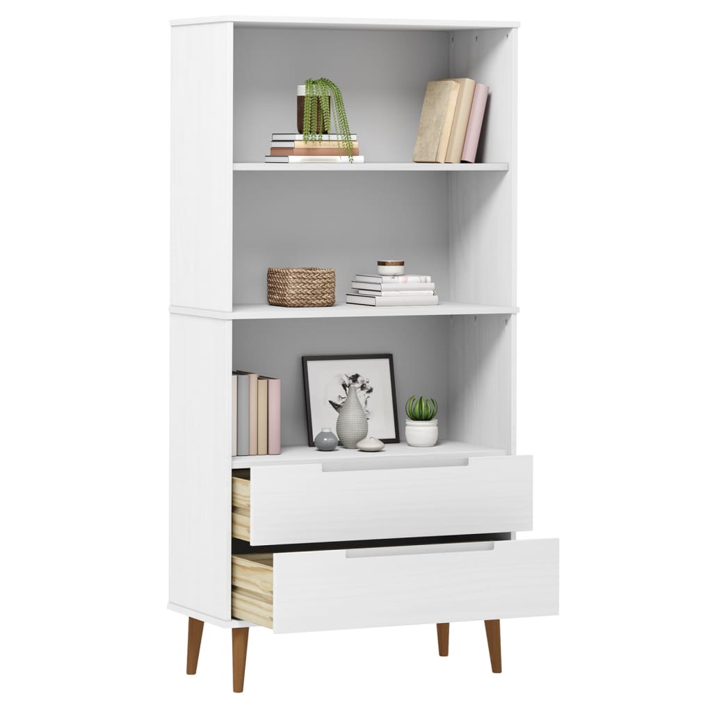 vidaXL Librería MOLDE madera maciza de pino blanco 85x35x170,5 cm