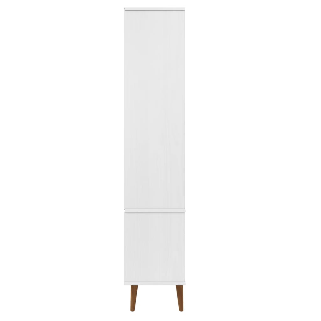 vidaXL Mueble vitrina MOLDE madera maciza de pino blanco 90x35x175 cm