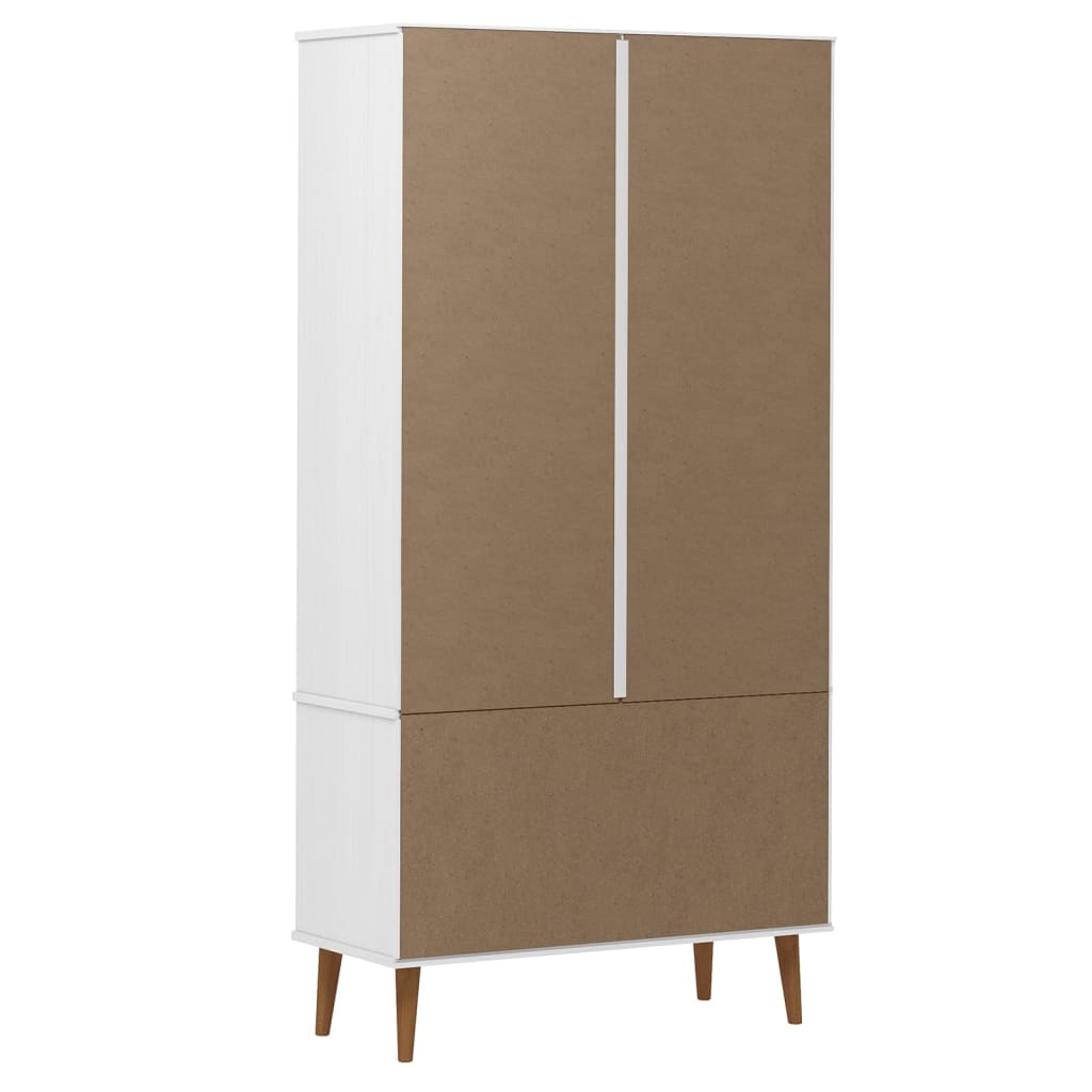 vidaXL Mueble vitrina MOLDE madera maciza de pino blanco 90x35x175 cm