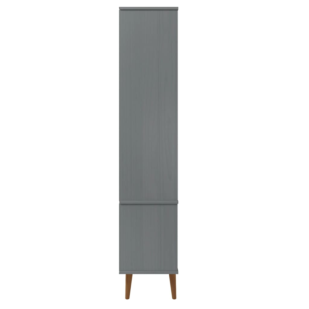 vidaXL Mueble vitrina MOLDE madera maciza de pino gris 90x35x175 cm