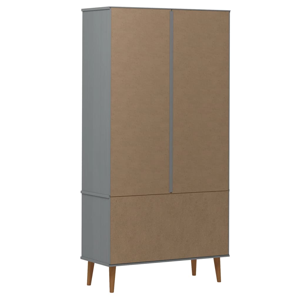 vidaXL Mueble vitrina MOLDE madera maciza de pino gris 90x35x175 cm