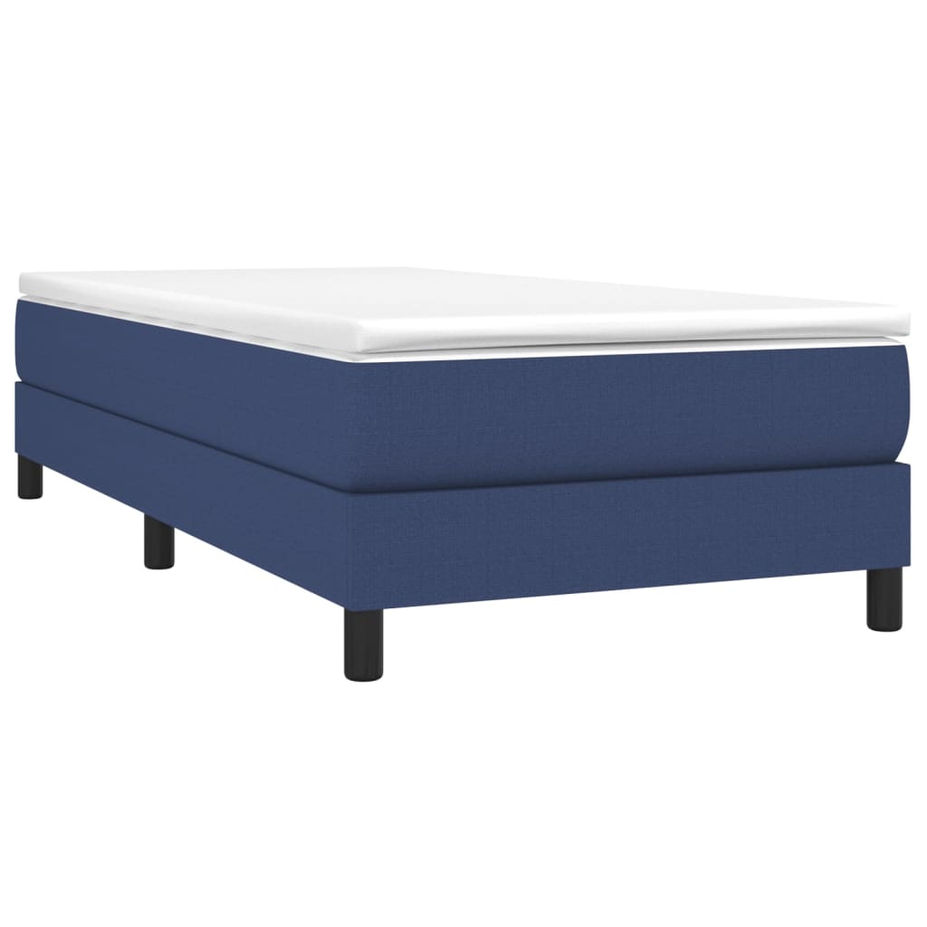 vidaXL Cama box spring con colchón tela azul 90x200 cm