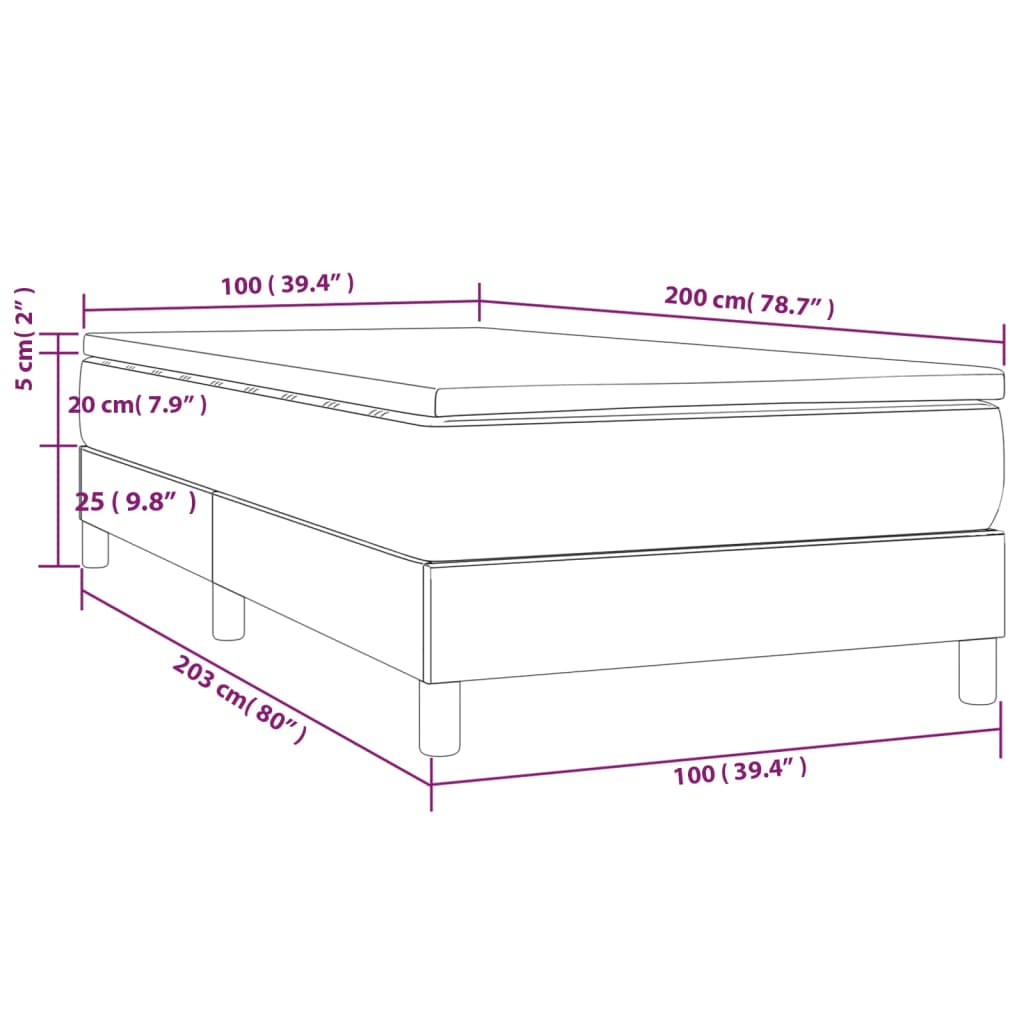 vidaXL Cama box spring con colchón tela verde 100x200 cm