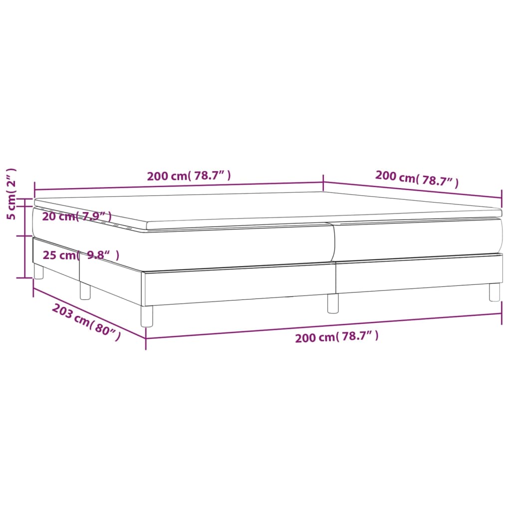 vidaXL Cama box spring con colchón tela color crema 200x200 cm