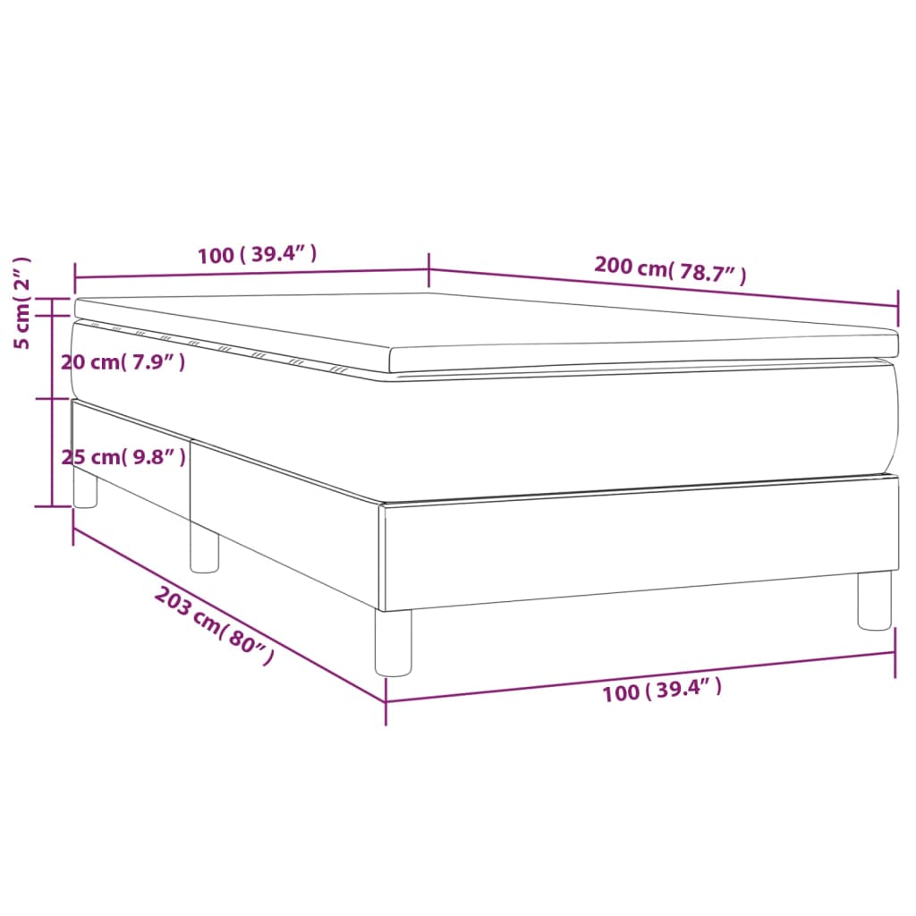 vidaXL Cama box spring con colchón tela verde 100x200 cm