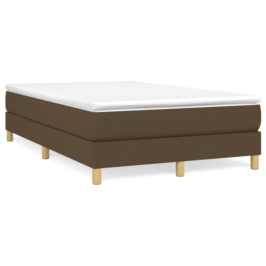 vidaXL Cama box spring con colchón tela marrón oscuro 120x200 cm