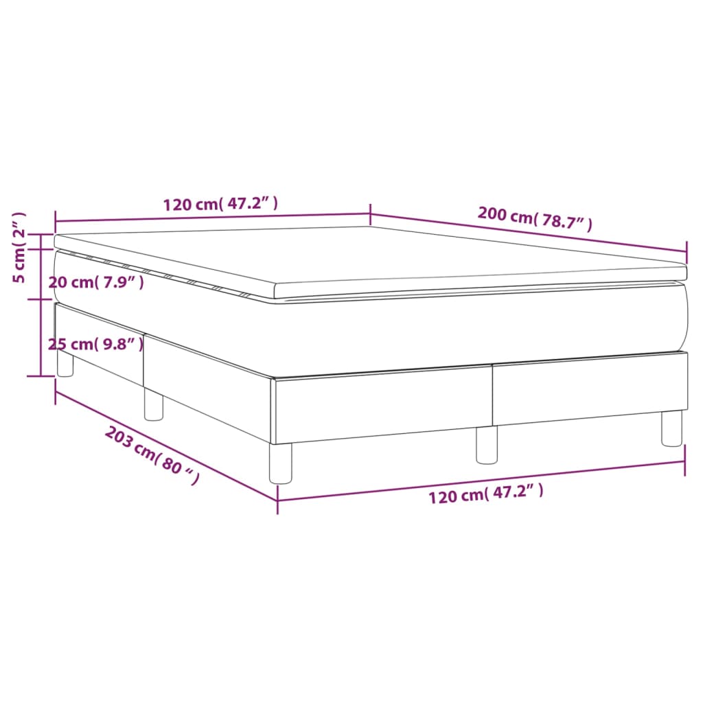 vidaXL Cama box spring con colchón tela marrón oscuro 120x200 cm