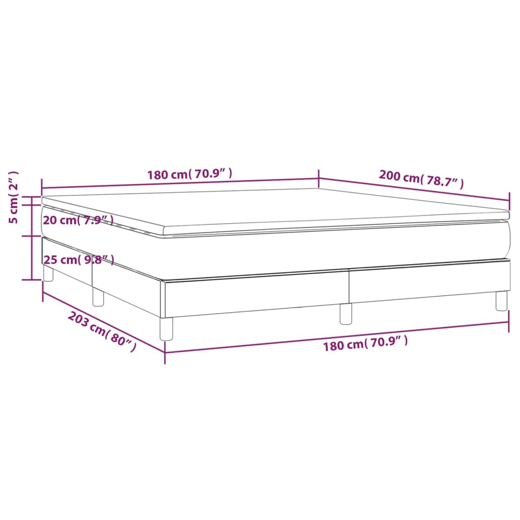 vidaXL Cama box spring con colchón tela azul 180x200 cm