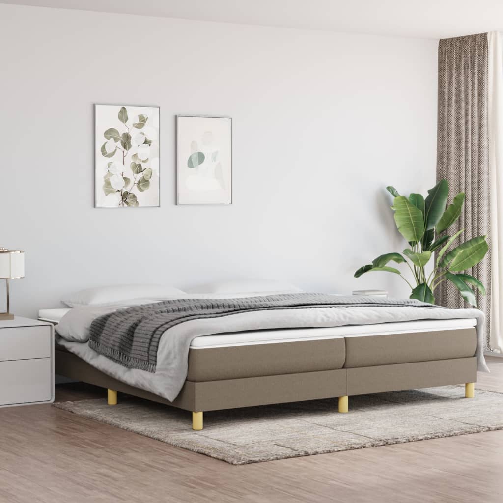 vidaXL Cama box spring con colchón tela gris taupe 200x200 cm