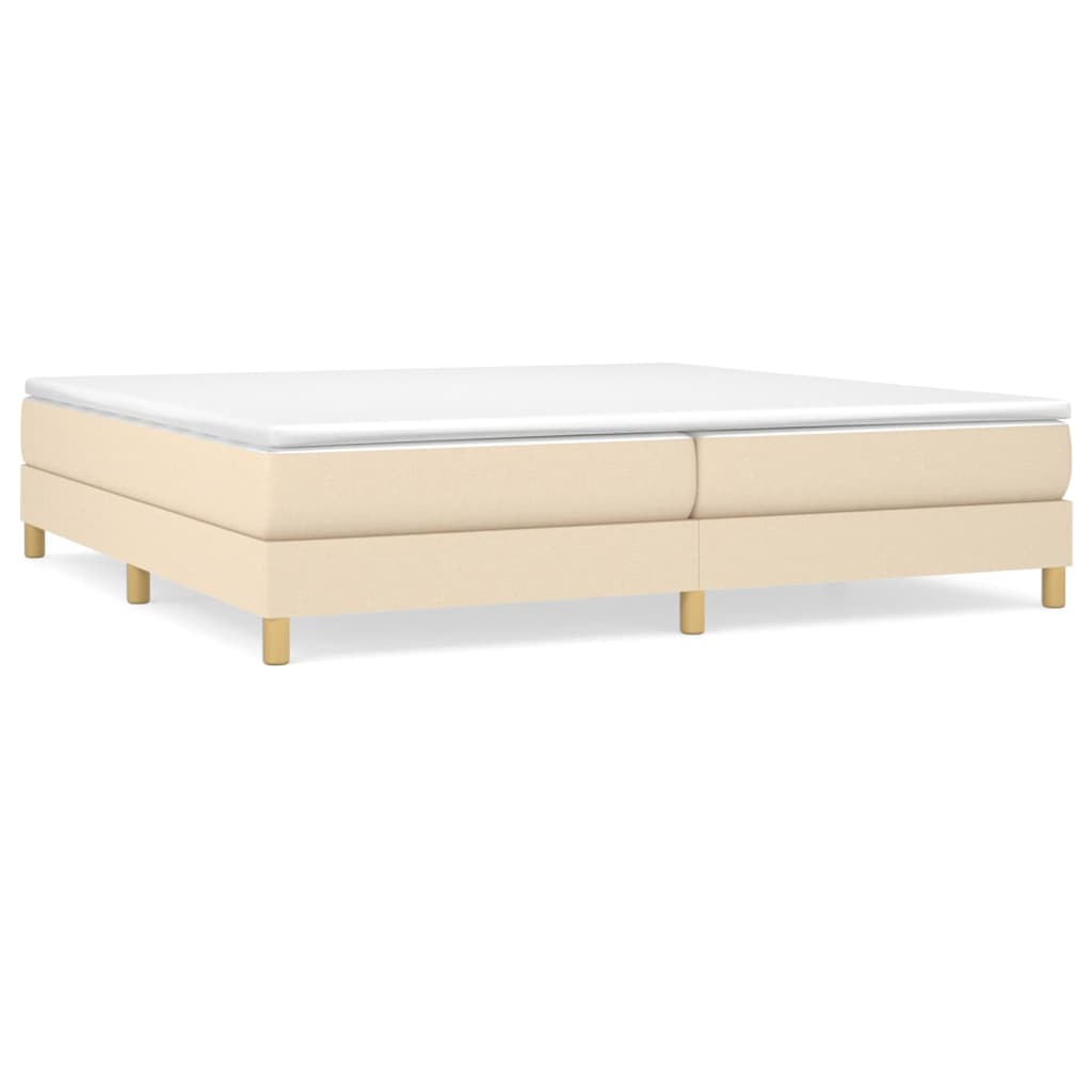 vidaXL Cama box spring con colchón tela color crema 200x200 cm