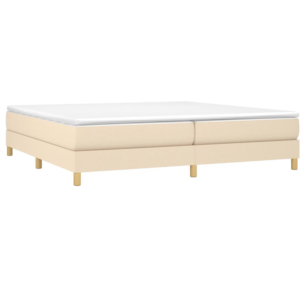 vidaXL Cama box spring con colchón tela color crema 200x200 cm