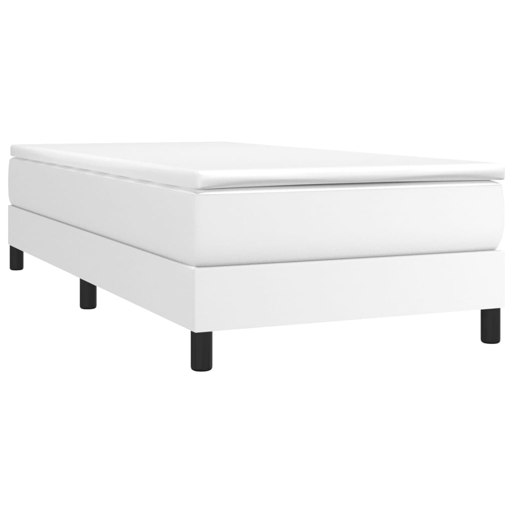 vidaXL Cama box spring con colchón cuero sintético blanco 100x200 cm