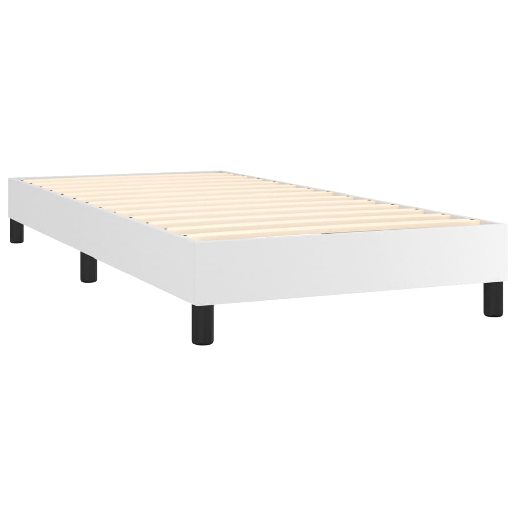 vidaXL Cama box spring con colchón cuero sintético blanco 100x200 cm