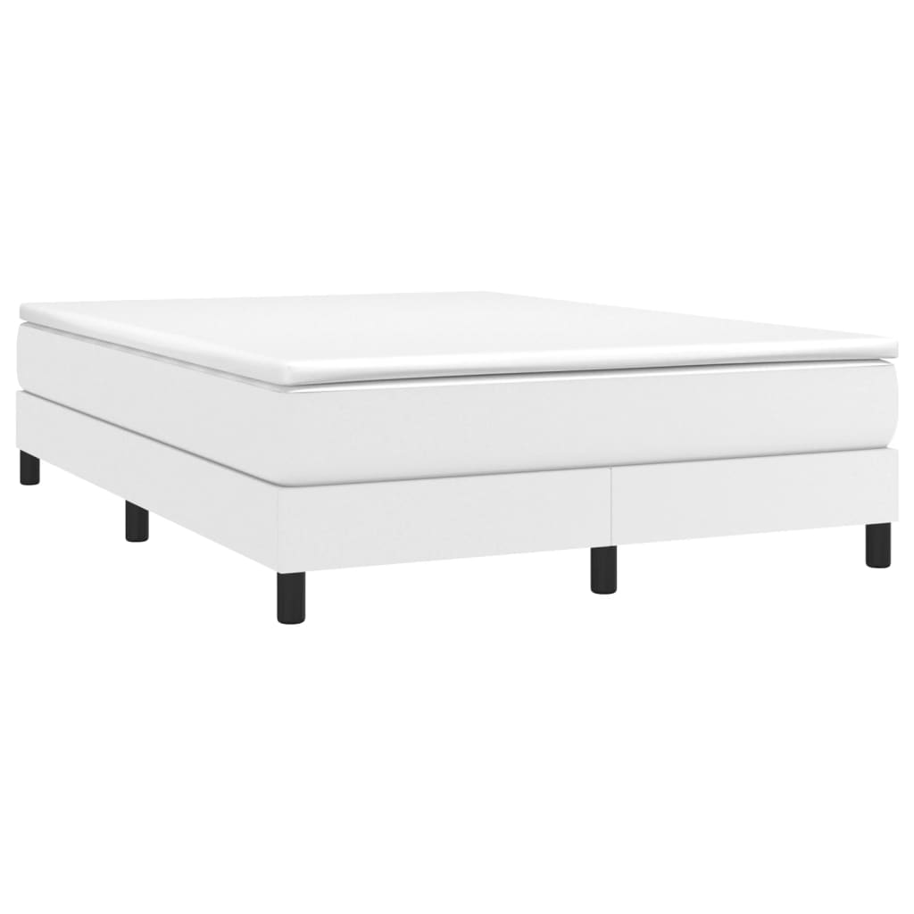 vidaXL Cama box spring con colchón cuero sintético blanco 140x190 cm