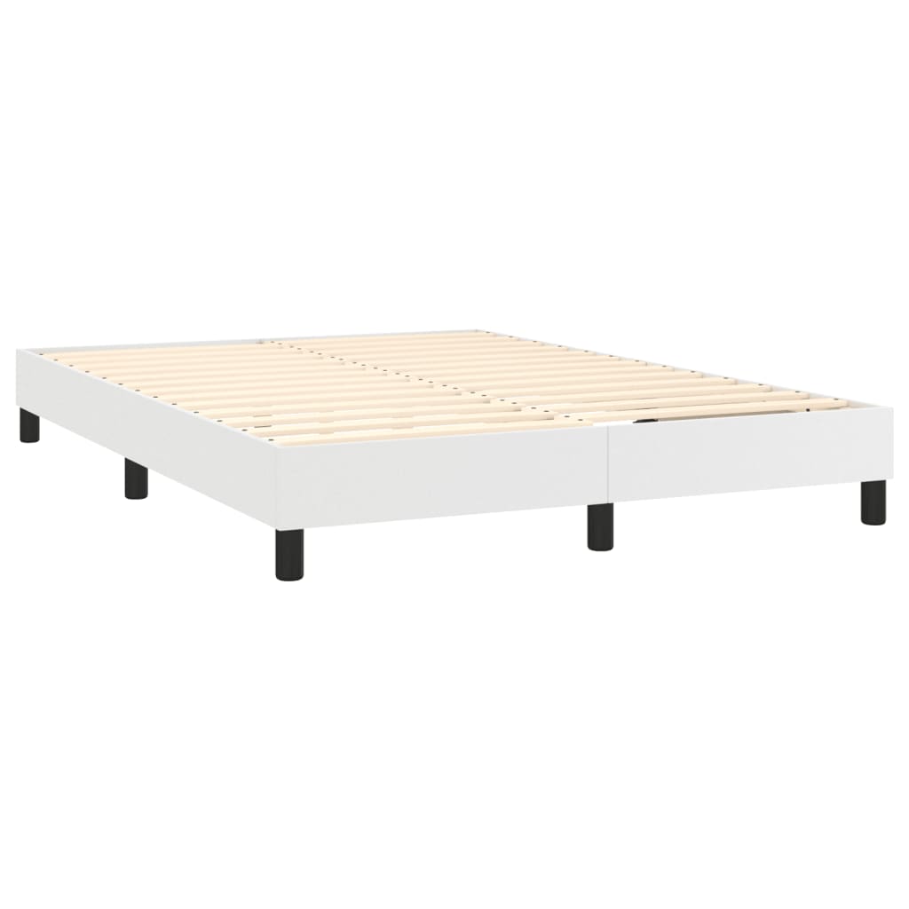 vidaXL Cama box spring con colchón cuero sintético blanco 140x190 cm