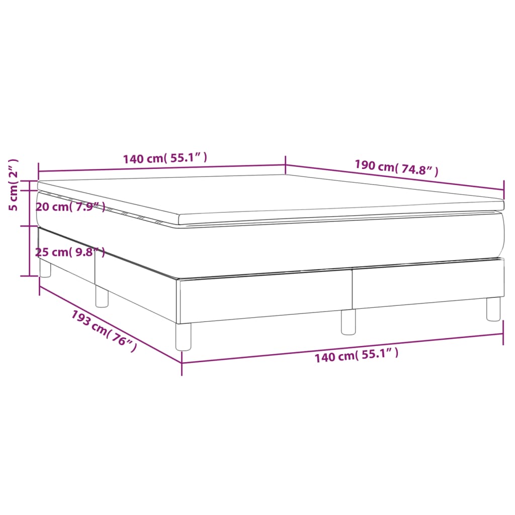 vidaXL Cama box spring con colchón cuero sintético blanco 140x190 cm