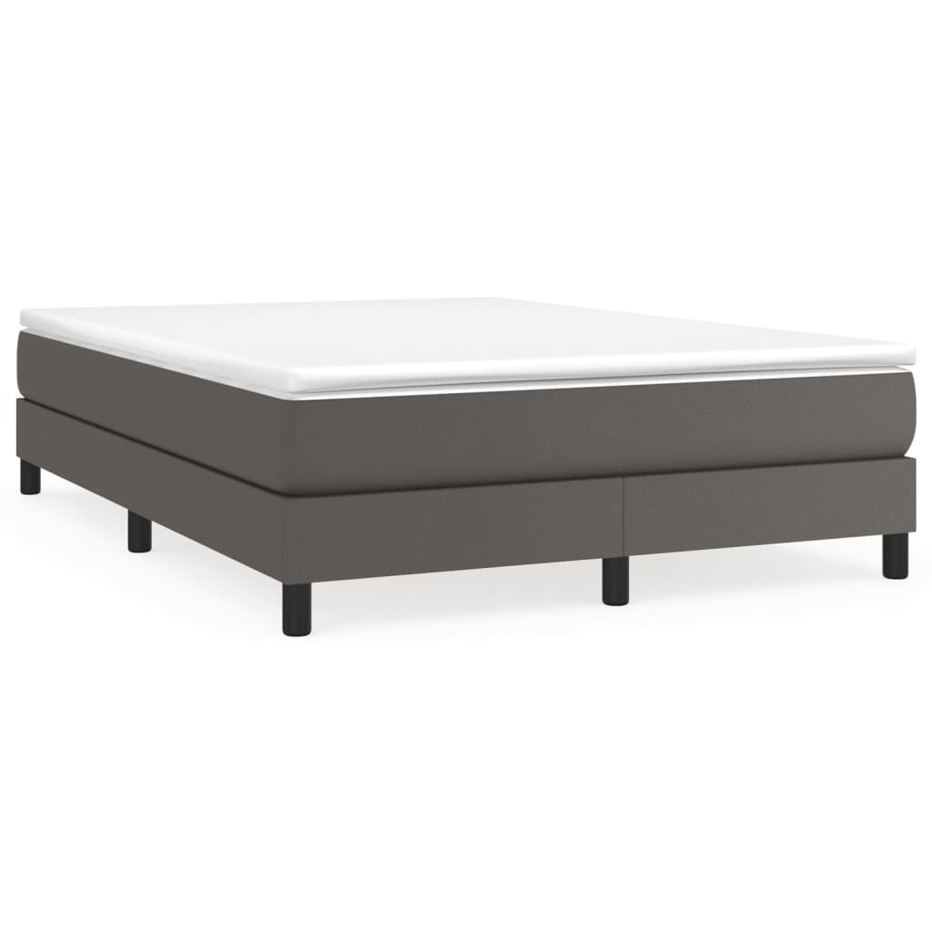 vidaXL Cama box spring con colchón cuero sintético gris 140x190 cm