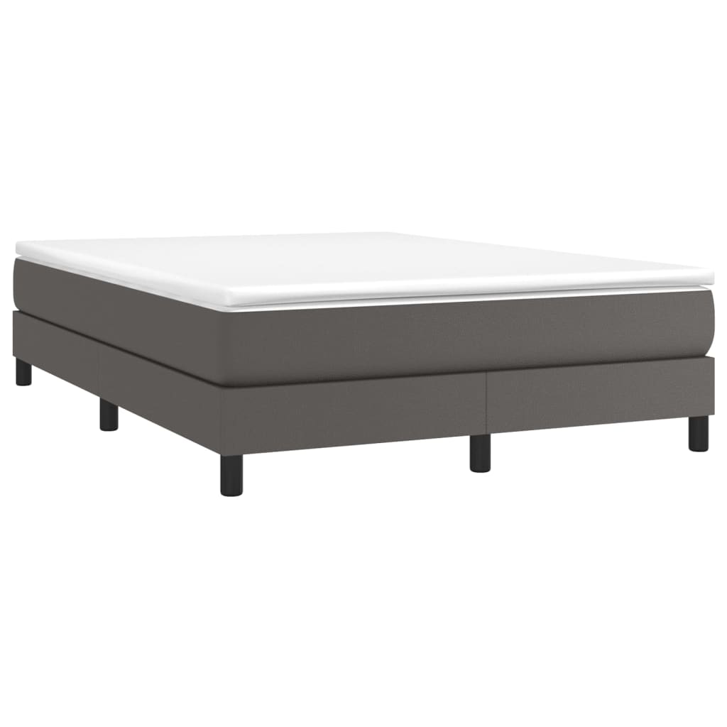 vidaXL Cama box spring con colchón cuero sintético gris 140x190 cm