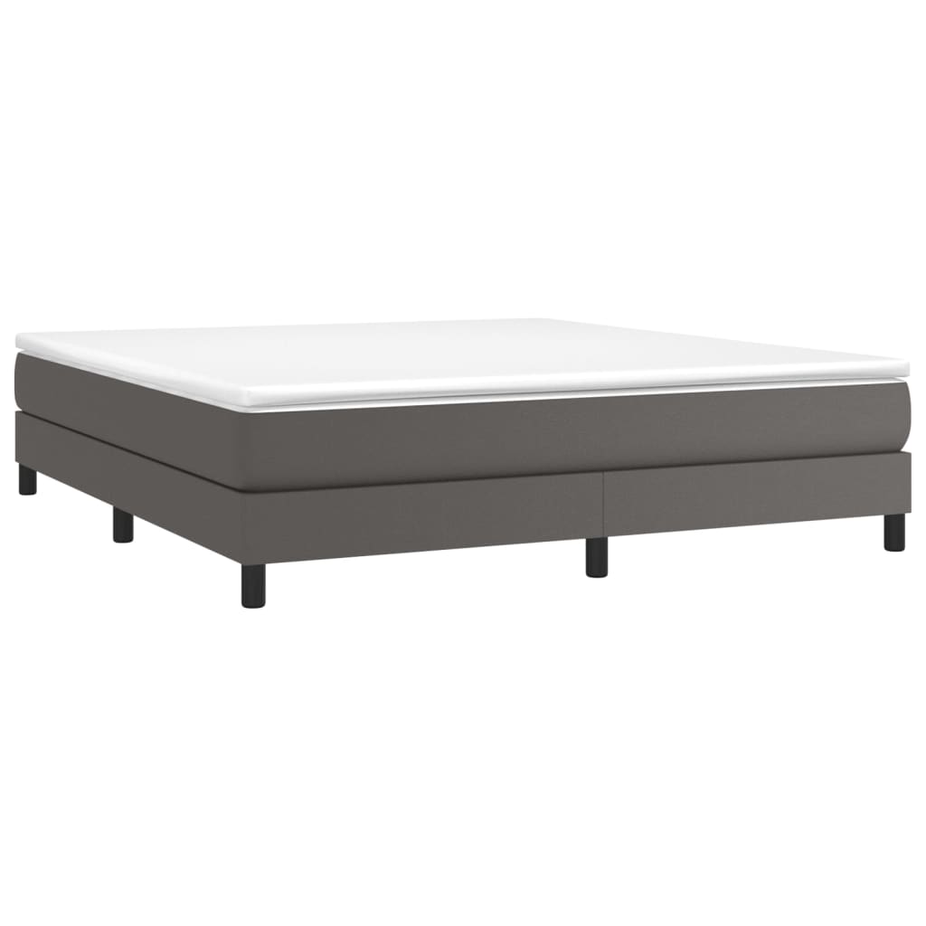 vidaXL Cama box spring con colchón cuero sintético gris 160x200 cm