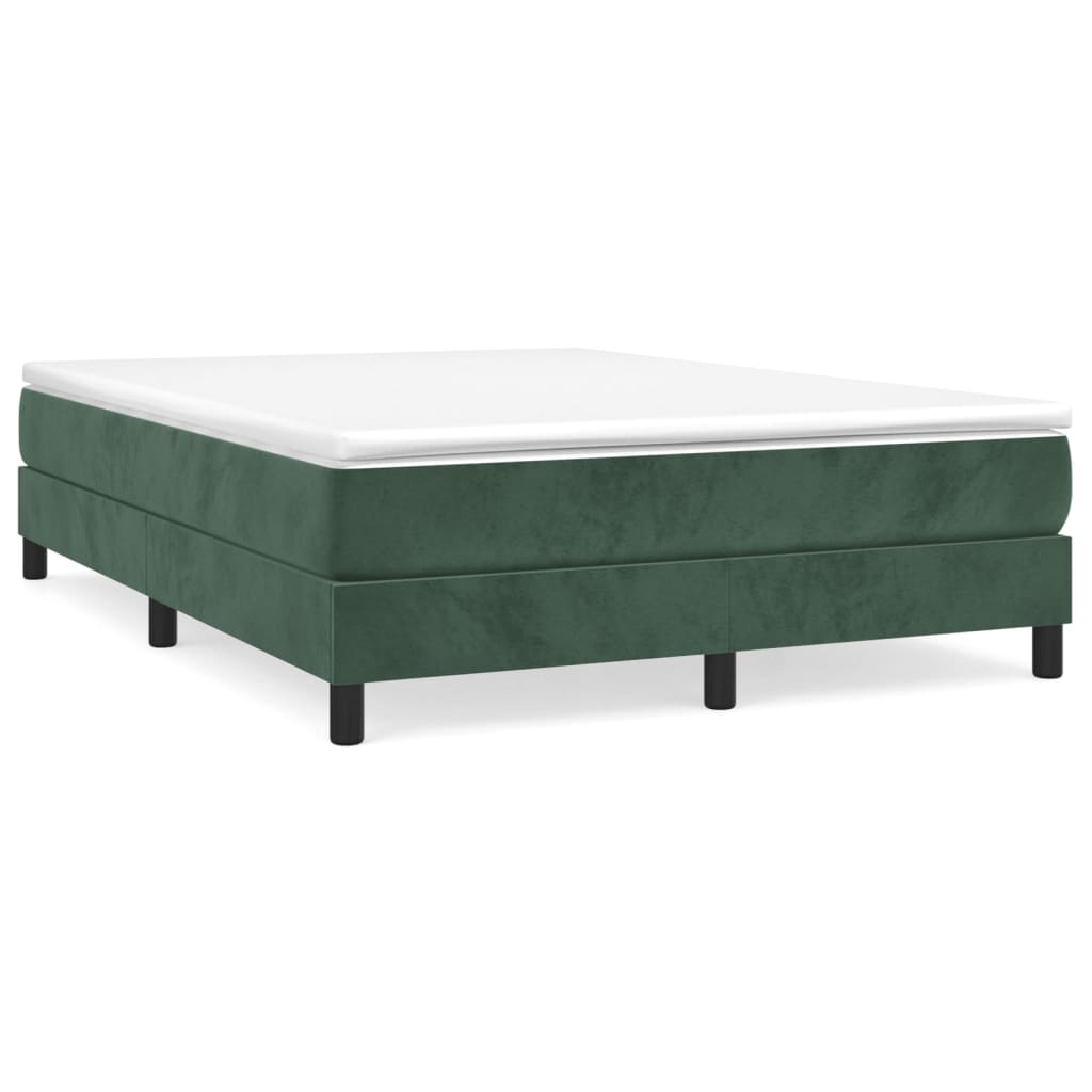 vidaXL Cama box spring con colchón terciopelo verde oscuro 140x190 cm