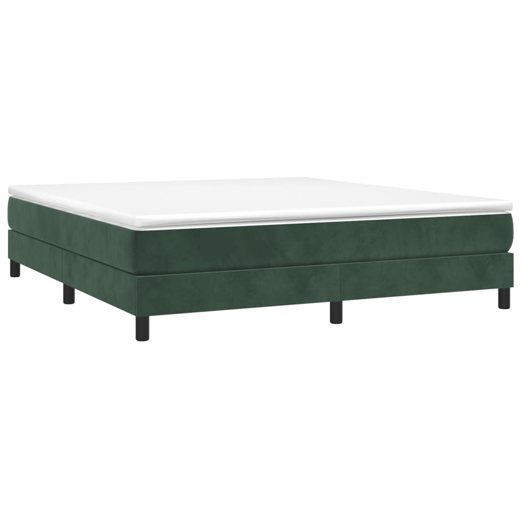 vidaXL Cama box spring con colchón terciopelo verde oscuro 160x200 cm