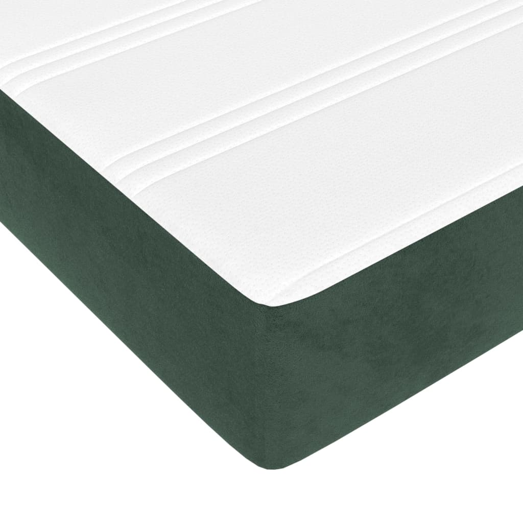 vidaXL Cama box spring con colchón terciopelo verde oscuro 160x200 cm