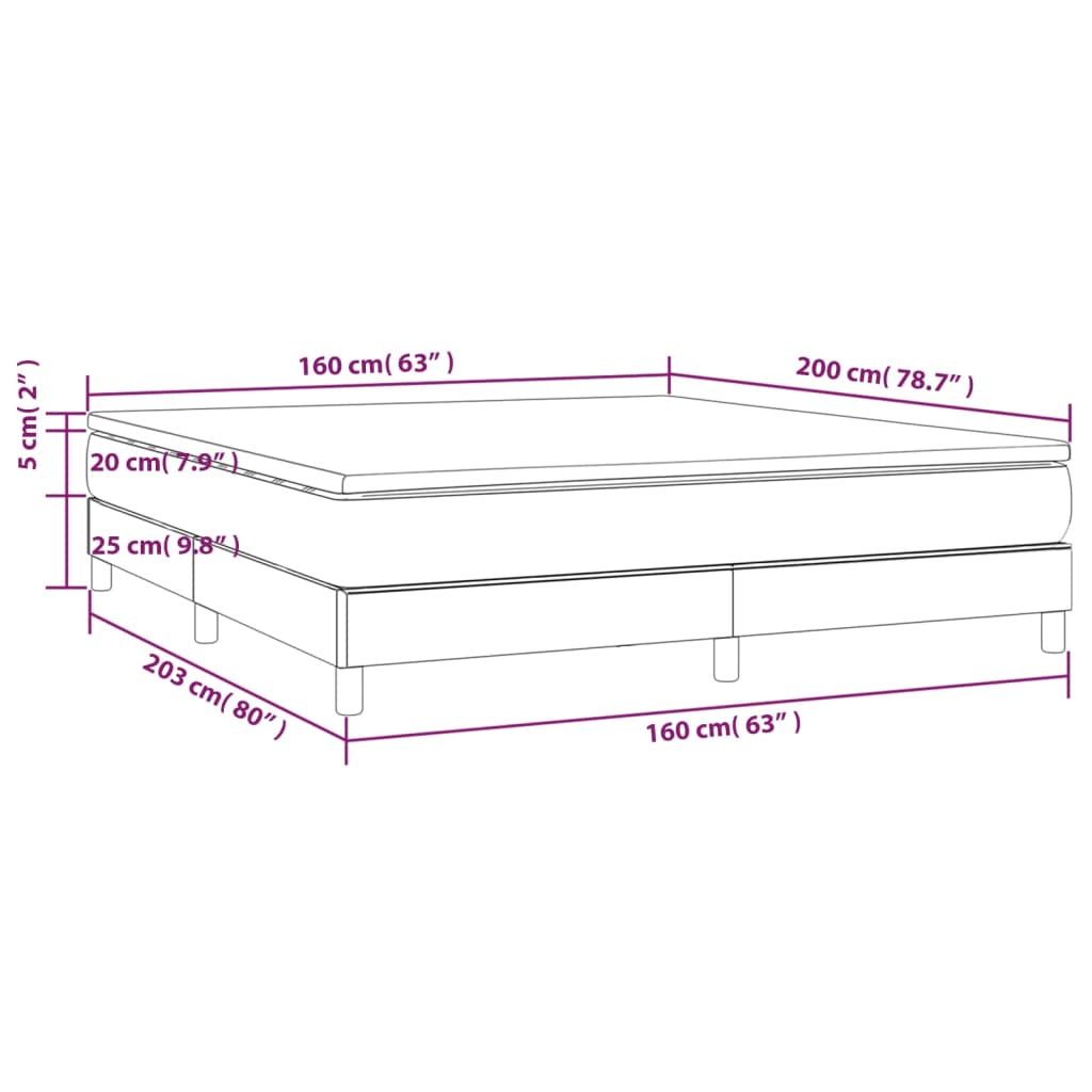 vidaXL Cama box spring con colchón terciopelo verde oscuro 160x200 cm