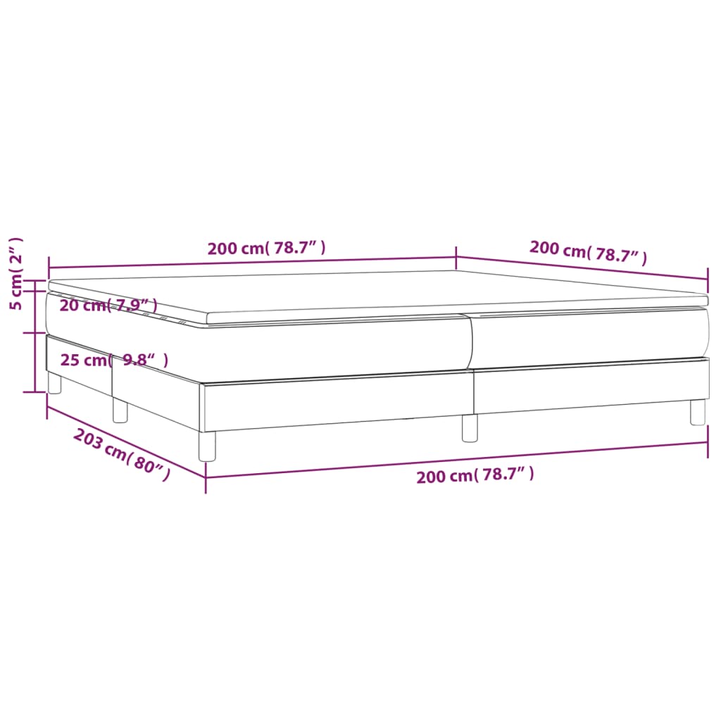 vidaXL Cama box spring con colchón terciopelo azul oscuro 200x200 cm