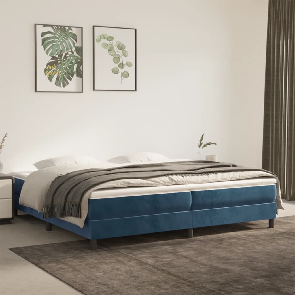 vidaXL Cama box spring con colchón terciopelo azul oscuro 200x200 cm