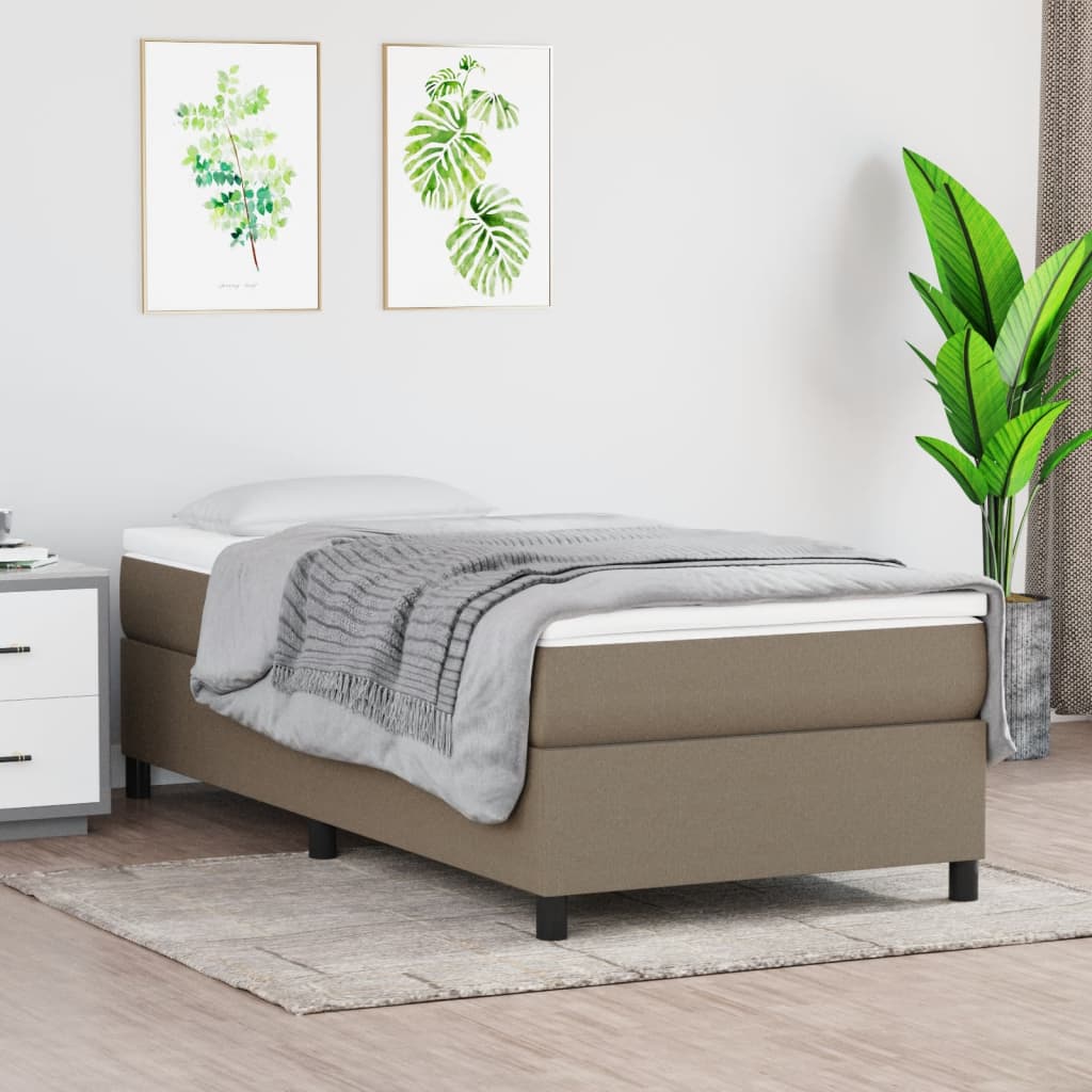 vidaXL Cama box spring con colchón tela gris taupe 80x200 cm