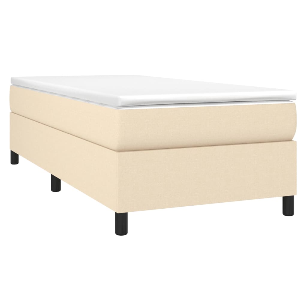 vidaXL Cama box spring con colchón tela color crema 90x200 cm