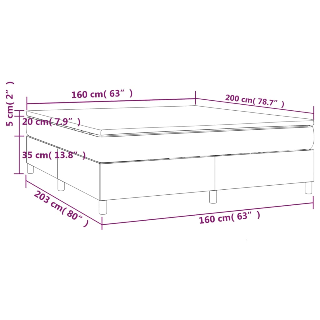 vidaXL Cama box spring con colchón tela gris taupe 160x200 cm