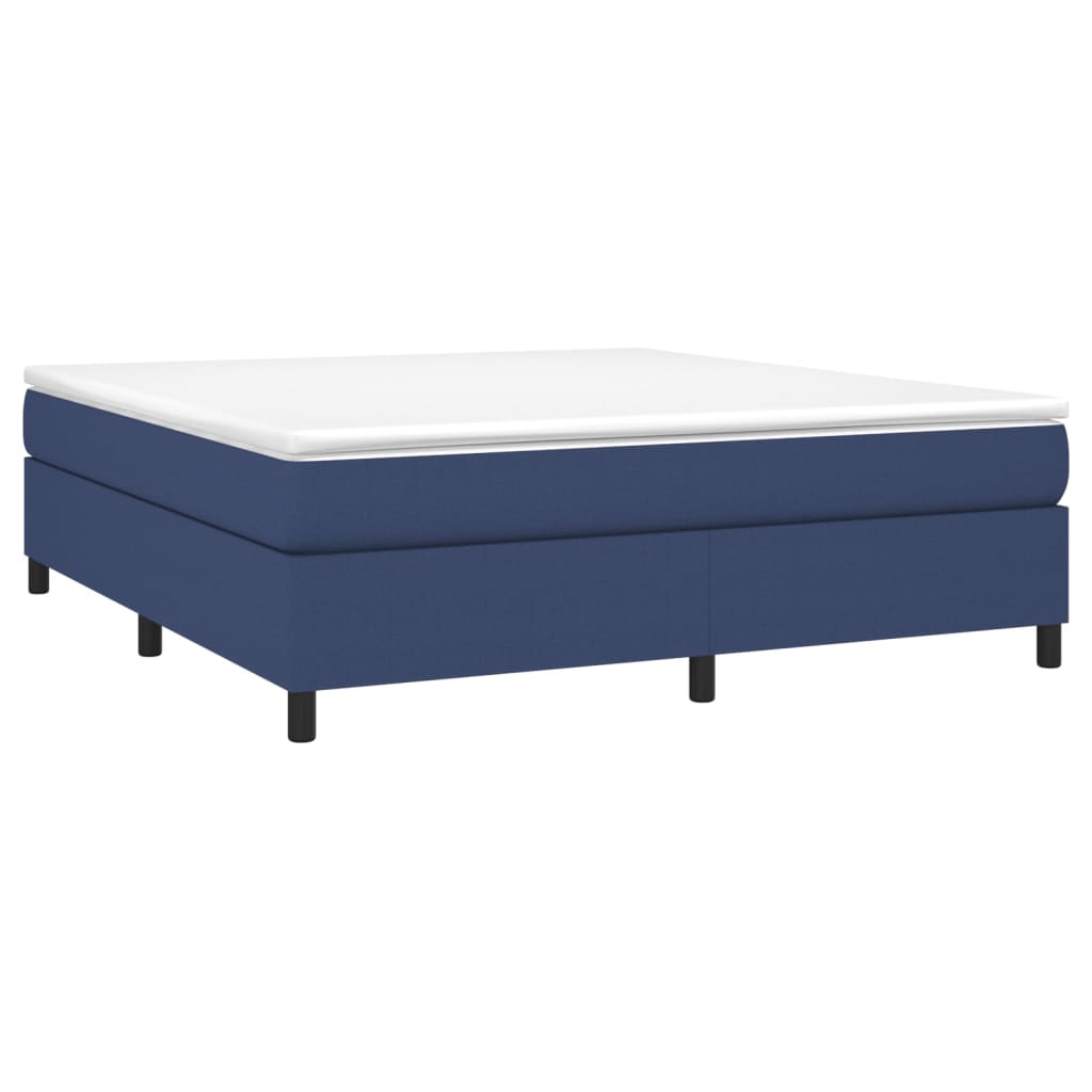 vidaXL Cama box spring con colchón tela azul 160x200 cm