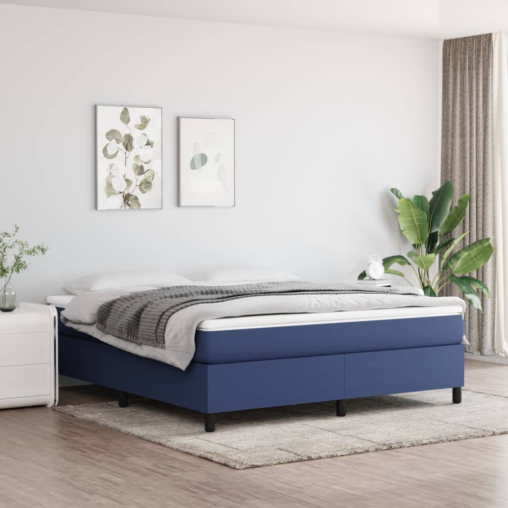 vidaXL Cama box spring con colchón tela azul 160x200 cm