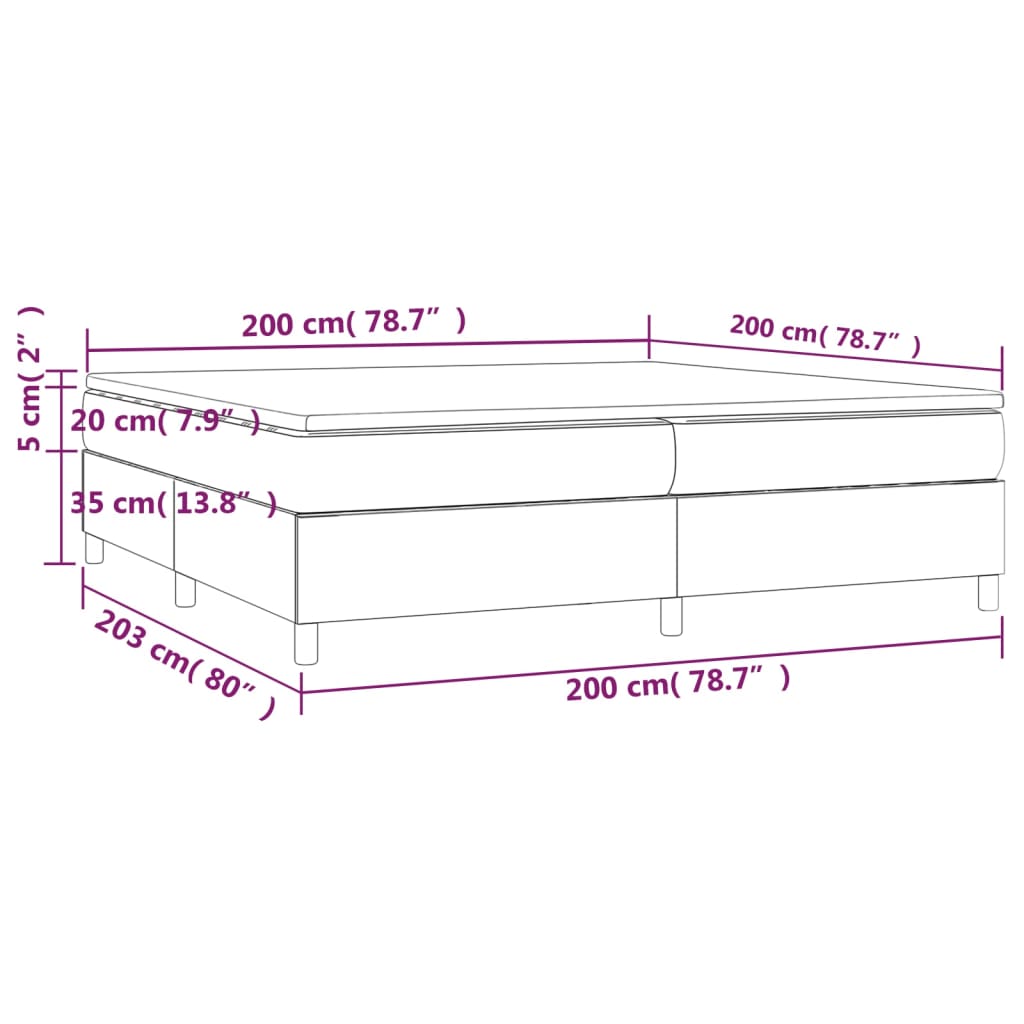 vidaXL Cama box spring con colchón tela gris oscuro 200x200 cm