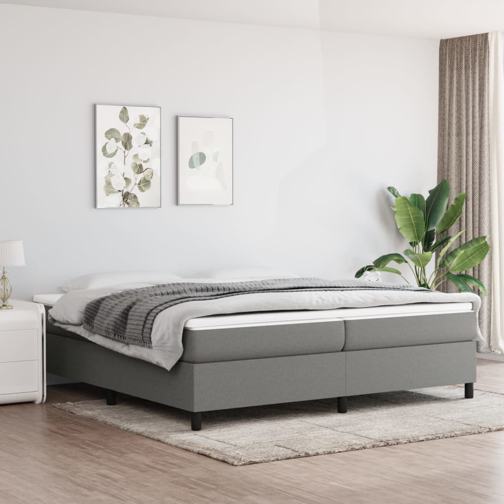 vidaXL Cama box spring con colchón tela gris oscuro 200x200 cm