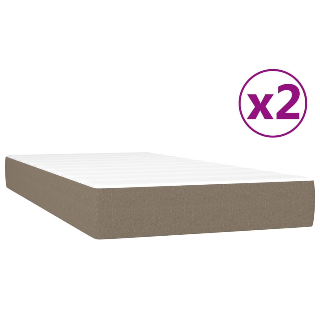 vidaXL Cama box spring con colchón tela gris taupe 200x200 cm