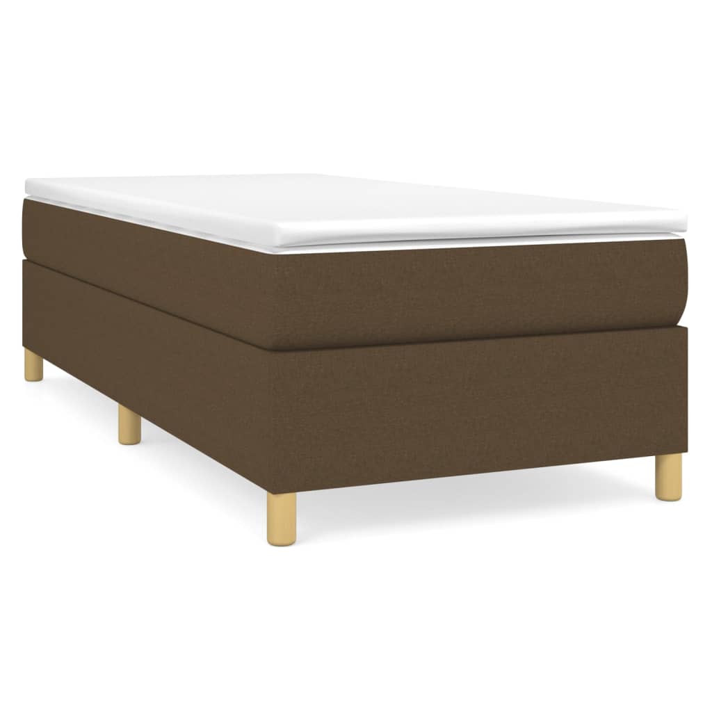 vidaXL Cama box spring con colchón tela marrón oscuro 90x190 cm